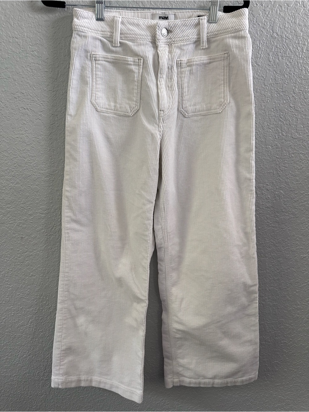 Mavi Paloma Marine High Rise Wide Leg White Corduroy Pants